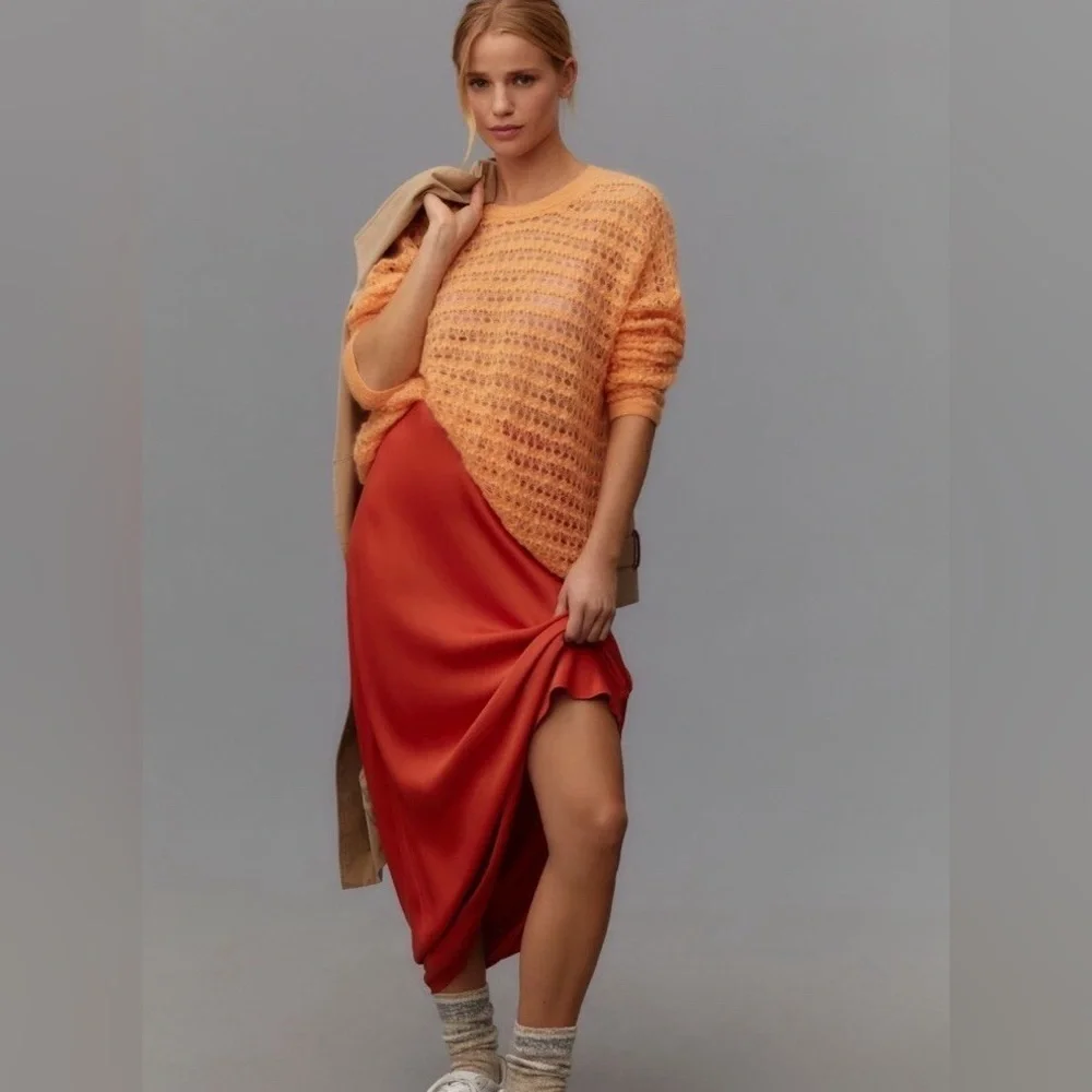 Anthropologie Pilcro Open Knit Stitch Vibrant Sweater Top Size M Pullover